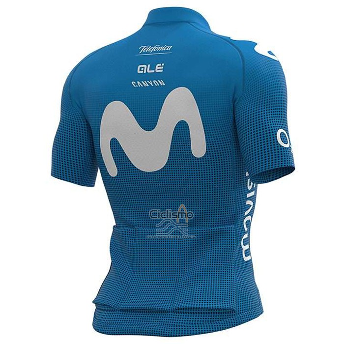 Movistar Ropa Ciclismo Culotte Corto 2020 Mangas Cortas Blanco Azul
